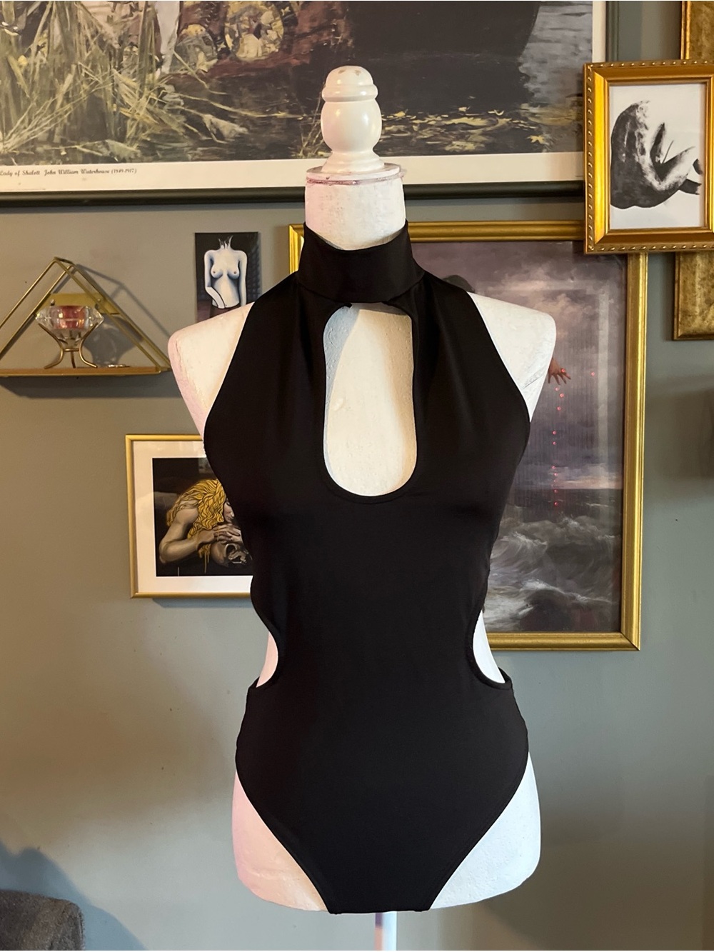 Iheartraves Euphoria Edit Sleeveless Black Cutout Halter Bodysuit